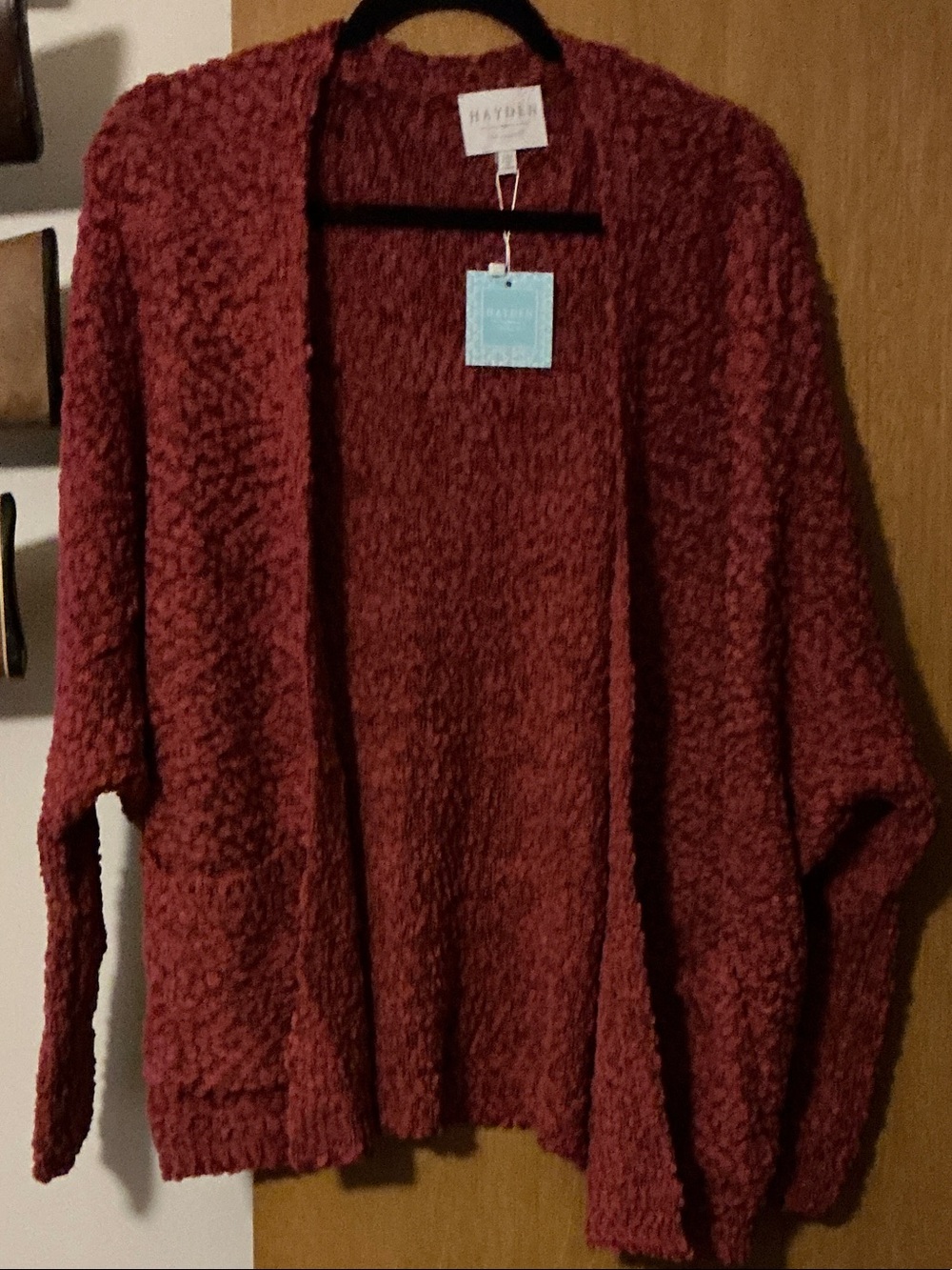 Hayden Open-Front Chunky Cardigan - Deep Burgundy